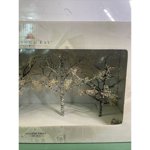 Dept 56 Seasons Bay Accessories WINTER TREES Set of 4 #53384 NIB - Picture 5 of 12